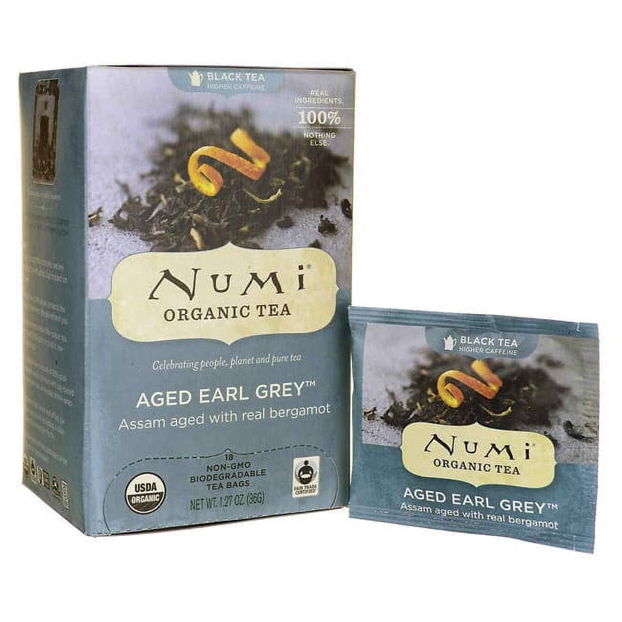 Numi Organic Black Tea, Aged Earl Grey - 18 Tea Bags